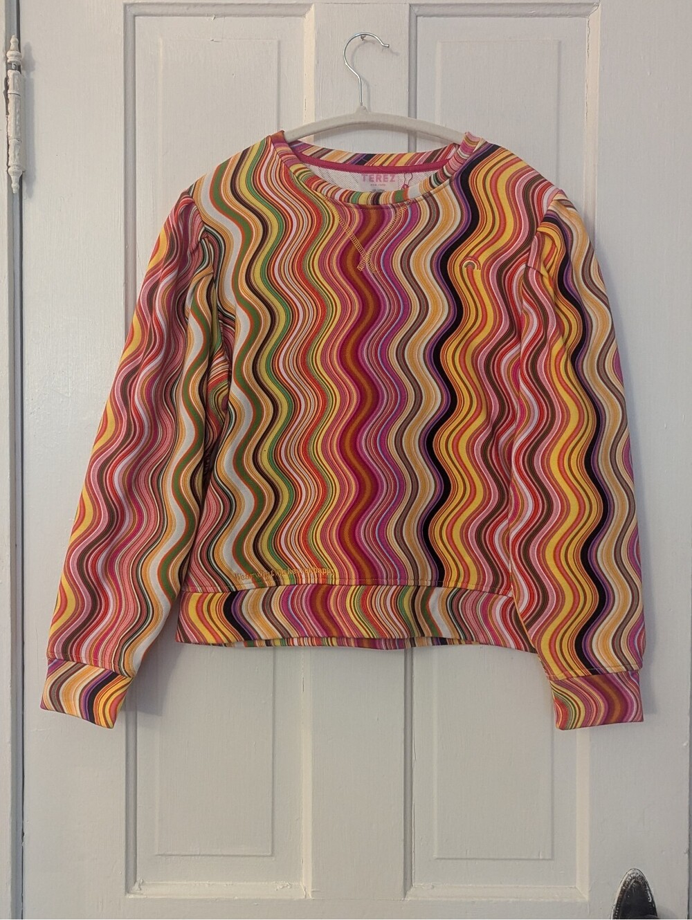 TEREZ LONG SLEEVE FUNKY RETRO MOD PRINT TOP NWT | SIZE XS